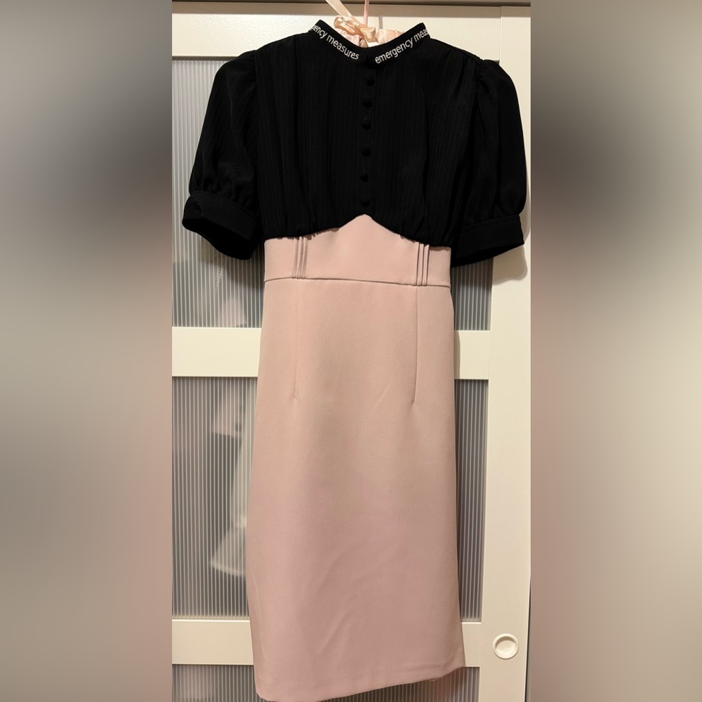 EATME colour block fetishmode larme black pink dress